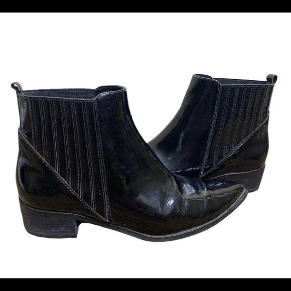 MARK FISHER LTD Yommi Patent Leather Pull On Chelsea Boots/Booties Black Sz 9.5 - Picture 6 of 13
